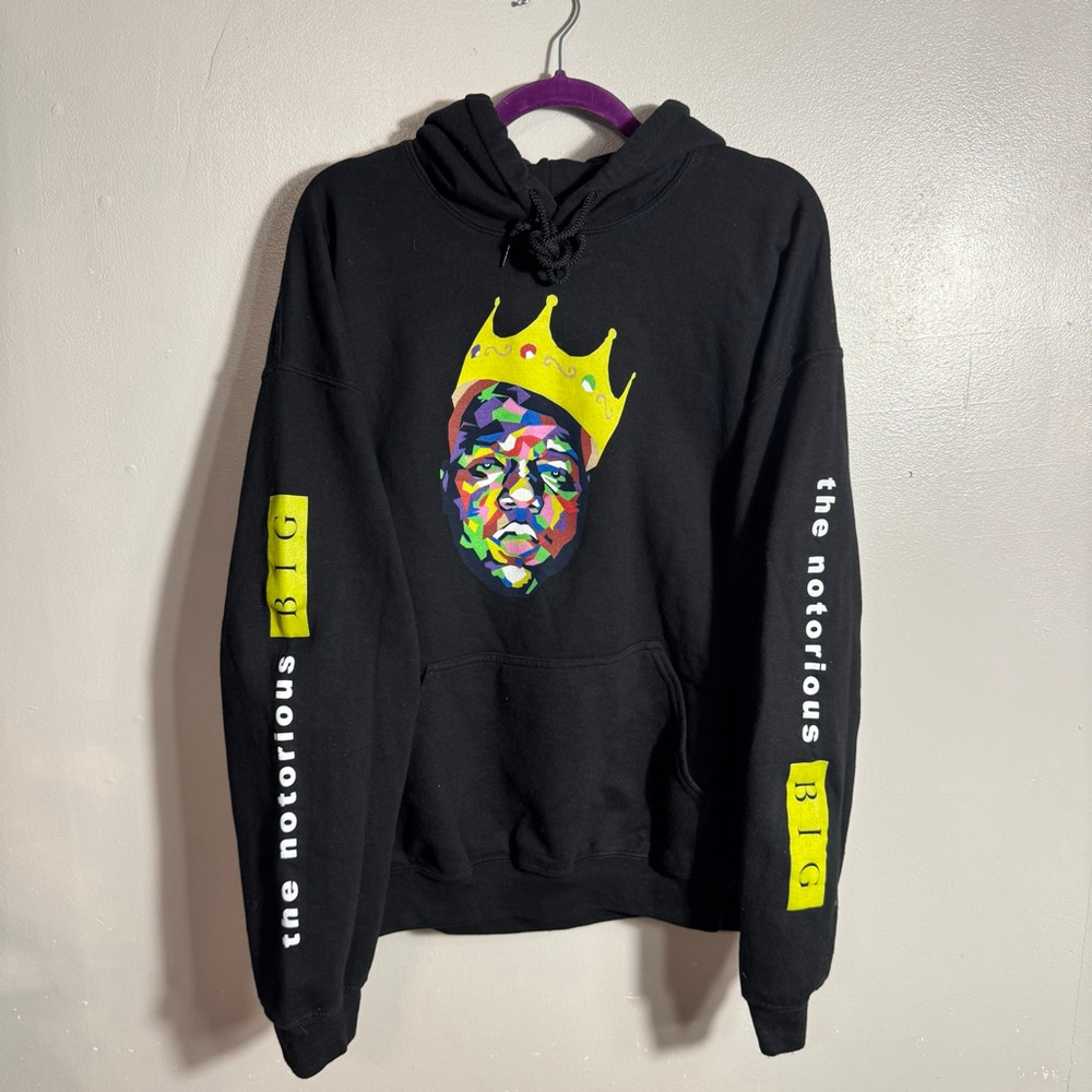 Notorious B.I.G. Graphic Hoodie Men’s XL Black Unisex Biggie Hip Hop Icon Crown